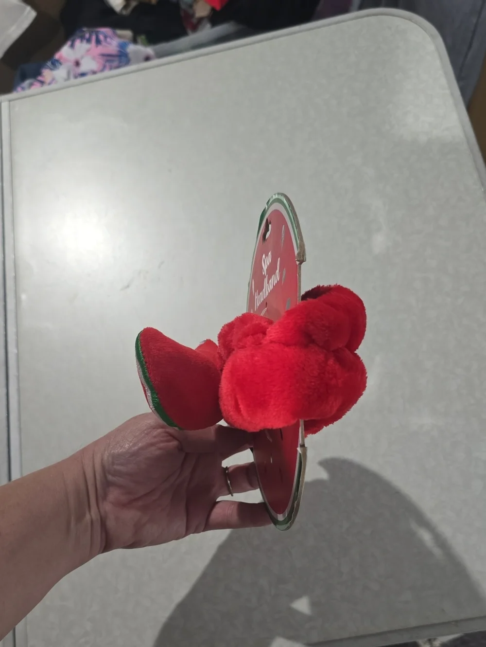 True Beauty Spa Headband - Red Watermelon Plush Womens Accessory New Never Used